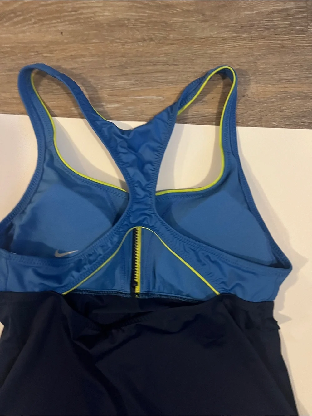 Nike Blue & Black Racerback Tankini Set with Yellow Trim